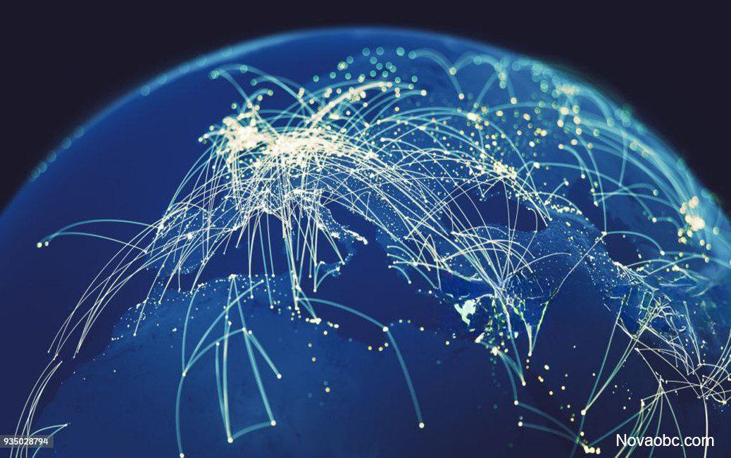 Global network representing worldwide hand-carry services